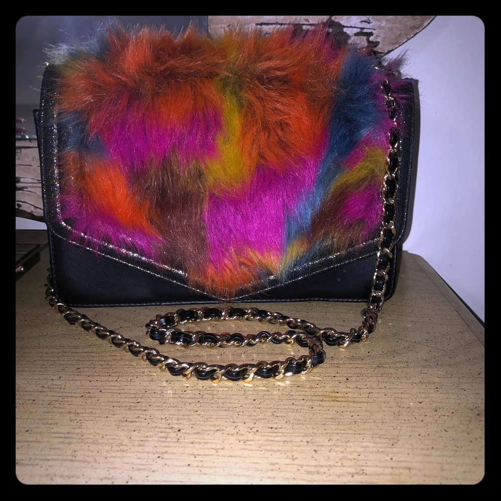 Sam Edelman multi color faux fur leather bag